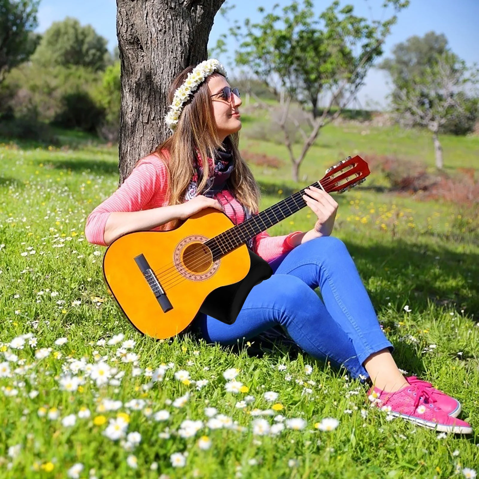 

Guitar Tote Black Leg Footrest Thigh Pad Wristband Bass Pillow Support Sponge Classical Accessories