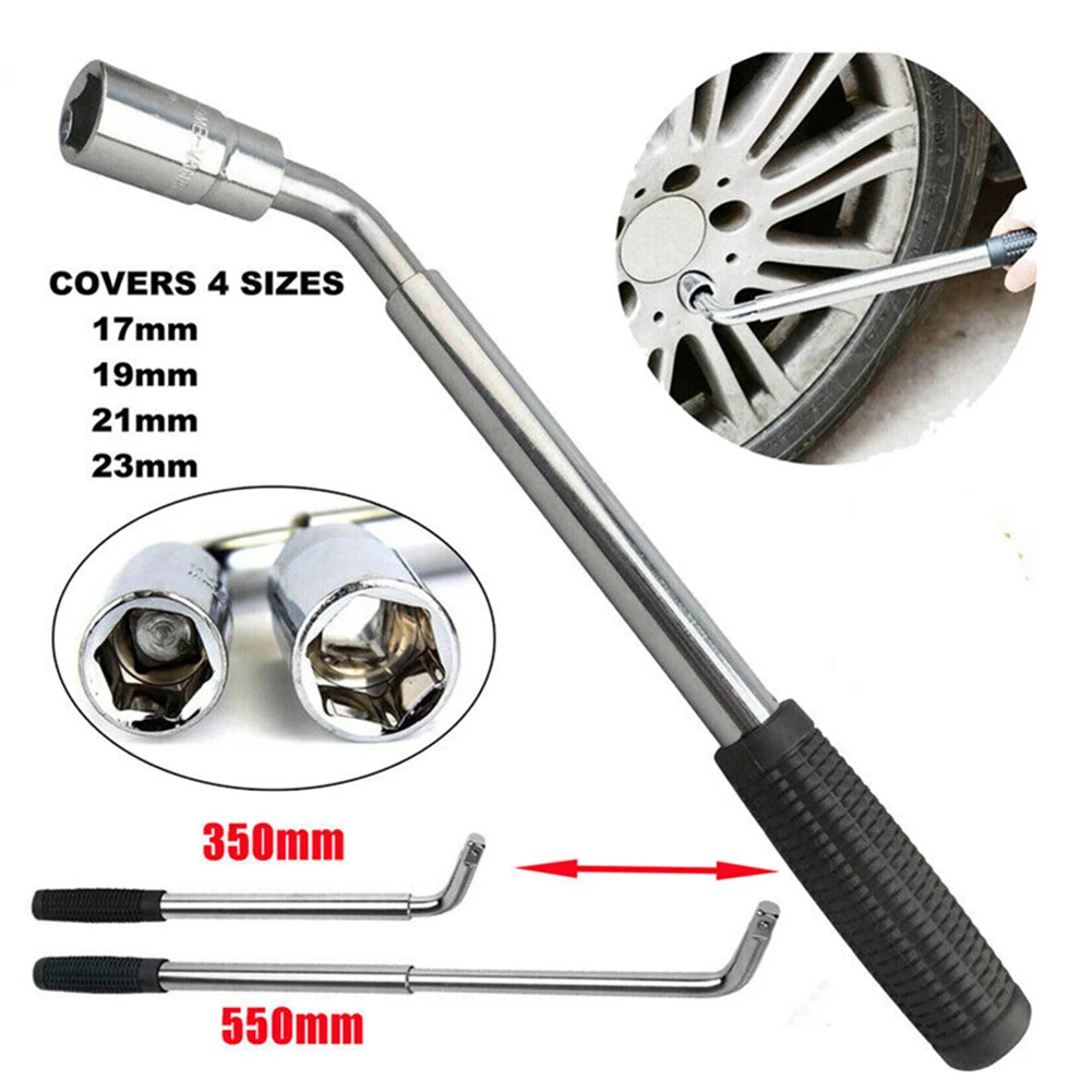 Telescoping L Type Socket Wrench Crowbar Tire Wheel Lug Nut Wrench Handheld Non-Slip Tire Repair Spanner Car Maintenance Tools