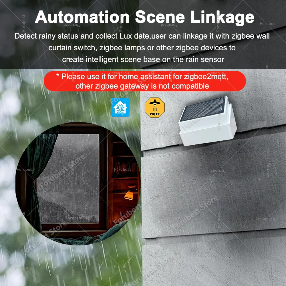2 In 1 Zigbee Rain Sensor,Rainfall And illuminance Detection Real-Time Monitoring Rainwater Detector Only For Home Assistant Z2M - Image 4