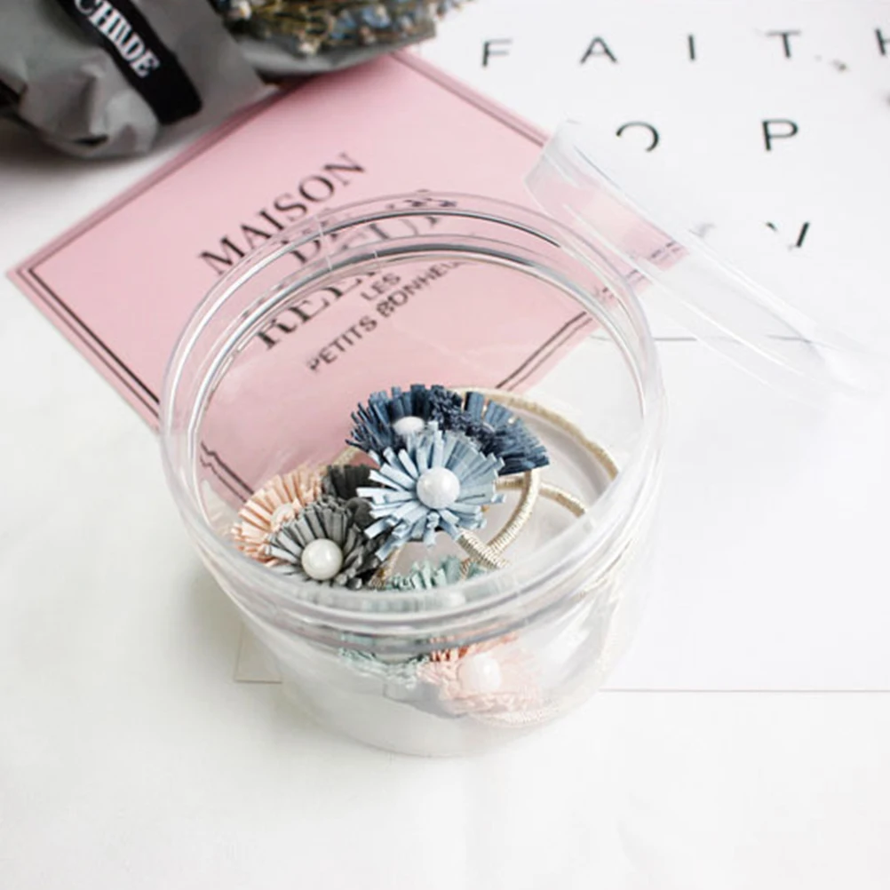 

5pcs Plastic Storage Jars Clear Hair Accessories Organizer with Lid Jewelry Box for Bathroom Bedroom