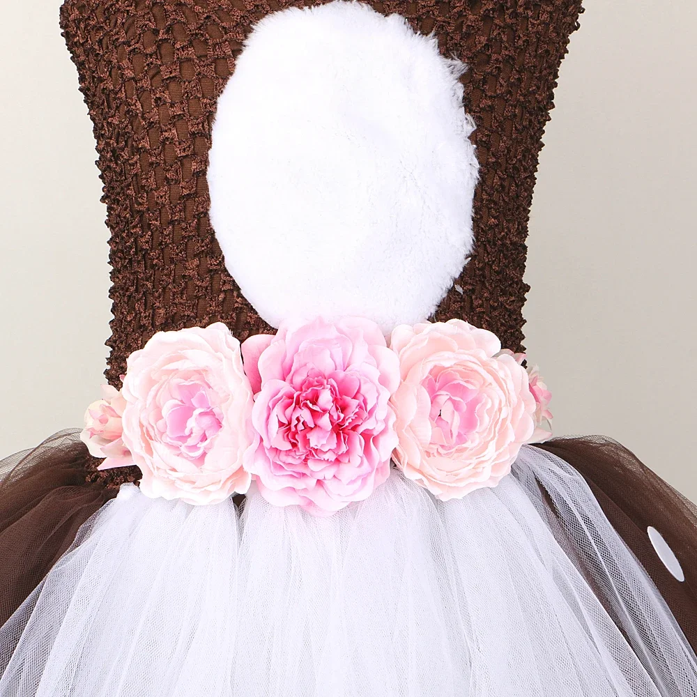 ชุดกวางเรนเดียร์สำหรับเด็กผู้หญิงชุดคริสต์มาส Tutu กวางเรนเดียร์ Baju Bayi perempuan ชุดวันเกิดเด็ก