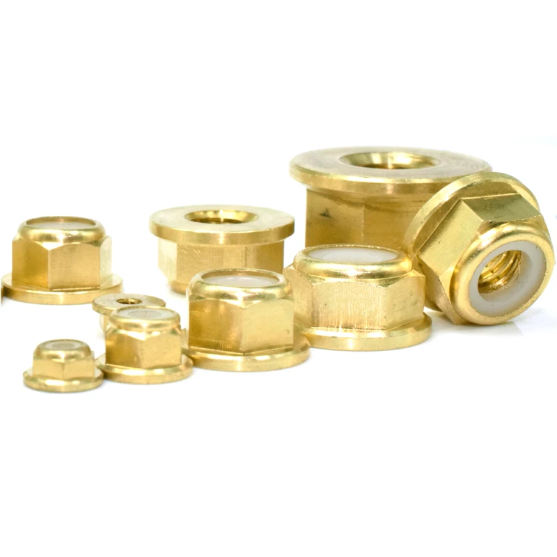 M2-M8 Copper Alloy Hex Flange Nylon Insert Lock Nuts, Special Hardware Accessories for RC Models, Assorted Sizes