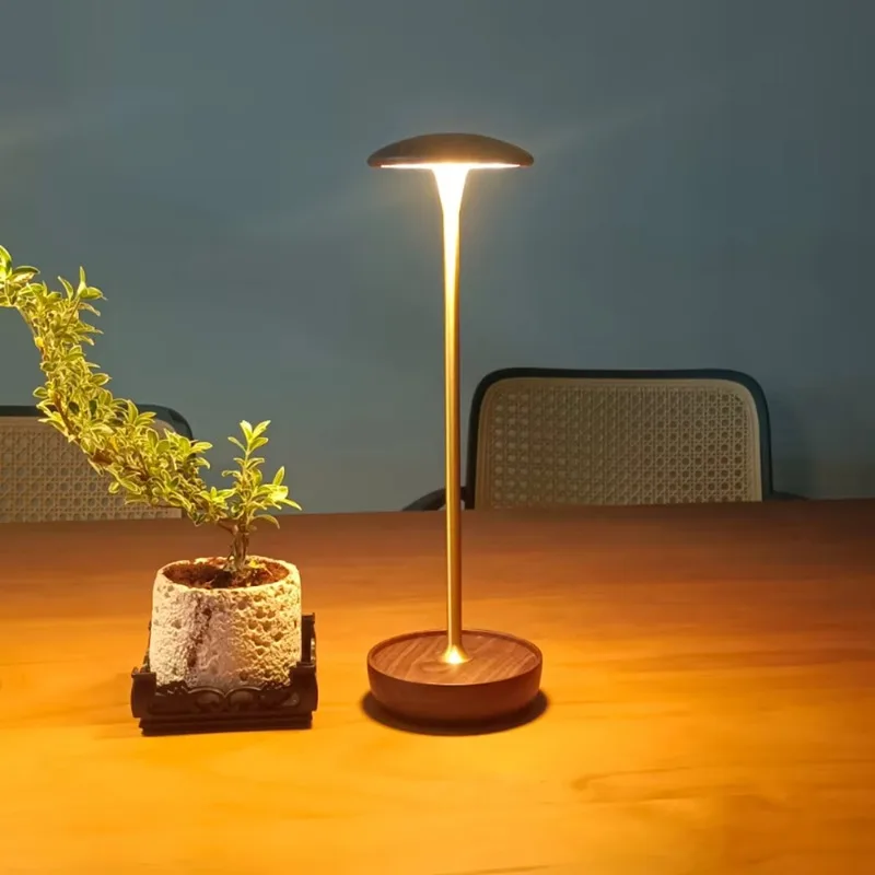 Natural solid wood charging is convenient and creative bedside bedroom study dining room industrial style desk lamp night light