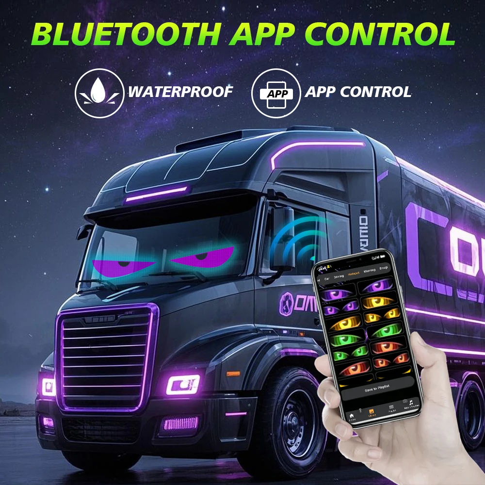 

Автомобильный светодиодный логотип с глазами, светодиодная матричная пиксельная панель, ночник, сделай сам, программируемый гибкий светодиодный дисплей для автомобиля, грузовика, аксессуары