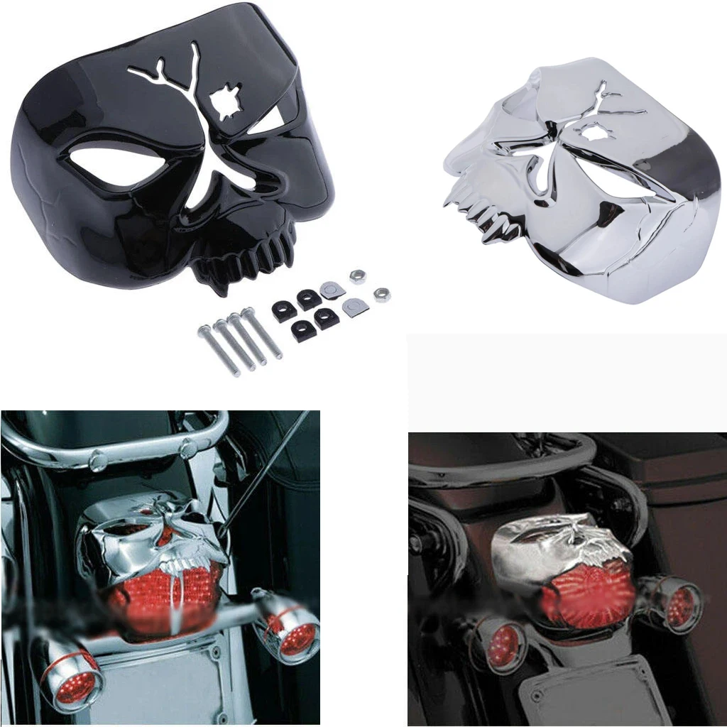 Motorcycle For HARLEY 73-18 Rear Fender Taillight 9024 9009 Silver Black Skull Zombie Cover Tail light protection cover