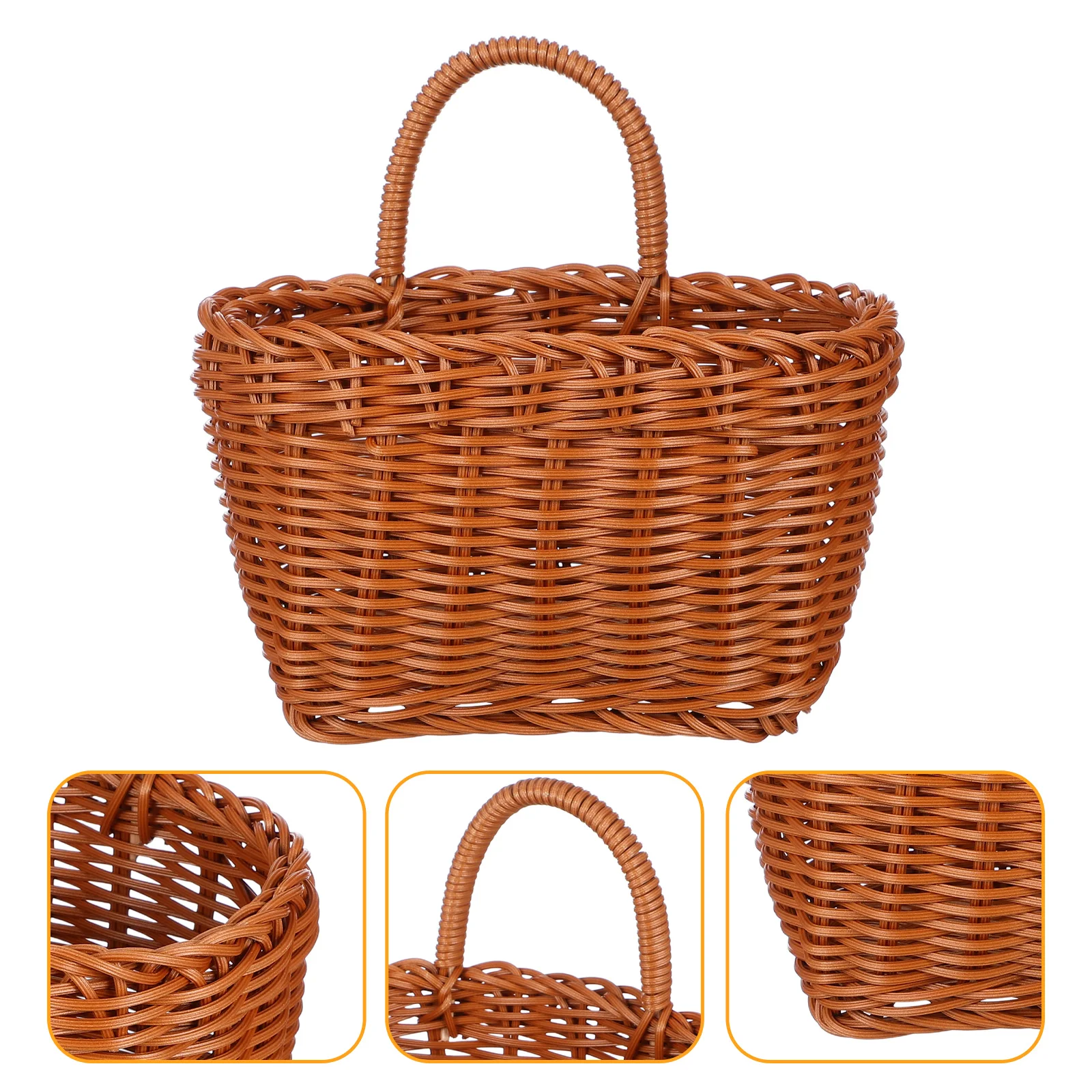 

Vintage Woven Hanging Storage Baskets Wall Mounted Kitchen Organizer Garlic Ginger Vegetable Fruit Portable Flower Decor Box