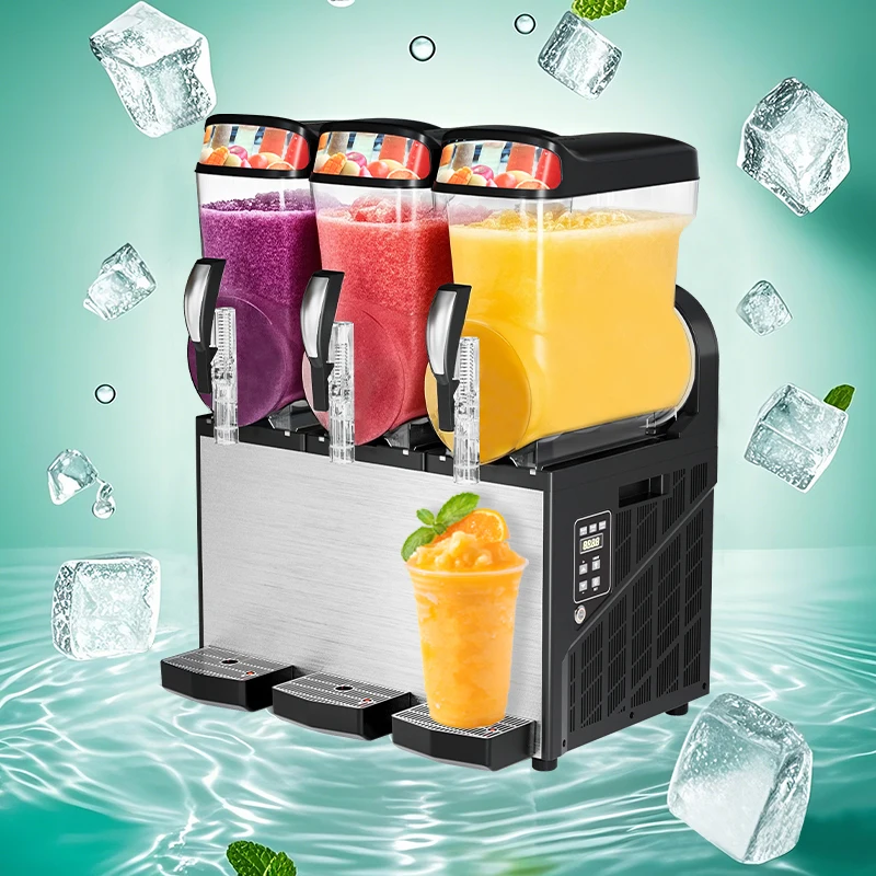 

Triple Tank Slush Machine 10L*3 High Productivity Ice Cream Fruit Slushy Maker Commercial Frozen Drink Machine for Bar Cafe