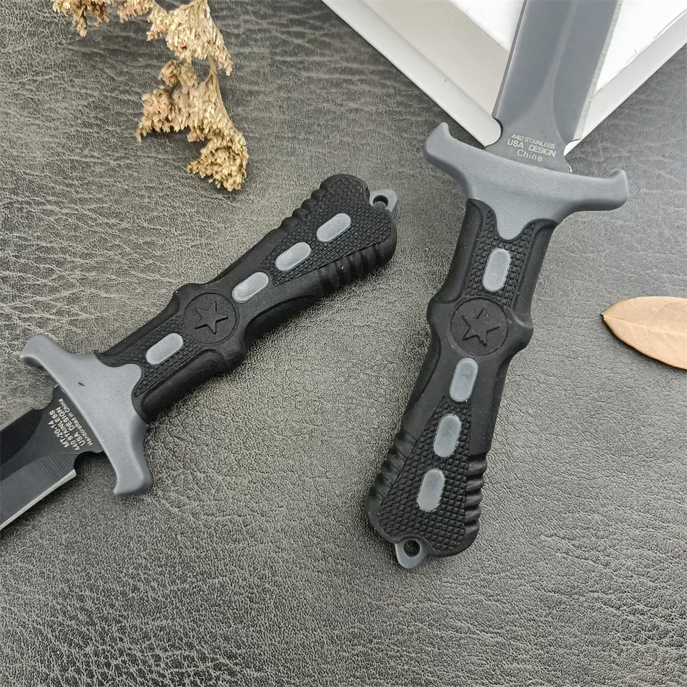 Easy To Carry Black Survival Fixed Blade Knife 440C Blade ABS Handle Outdoor Rescue Tools Tactical Hunting EDC TOOLS