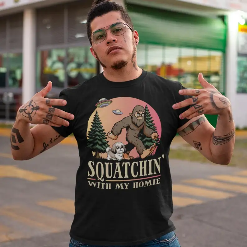 Squatchin' With My Homie Shih Tzu T-Shirt