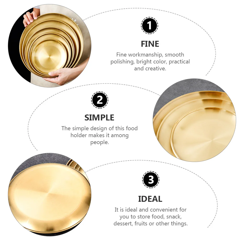 

3pcs Barbecue Plate Stainless Steel Dinner Tray Retro Style Healthy Food Grade Portable Camping Sushi Beef Snack Dish