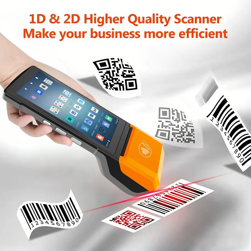 Handheld POS PDA Thermal Receipt Printer Android 14 Mobile POS Machine 5.5' 58mm 3GB RAM 32GB ROM Handgun Type Cash System
