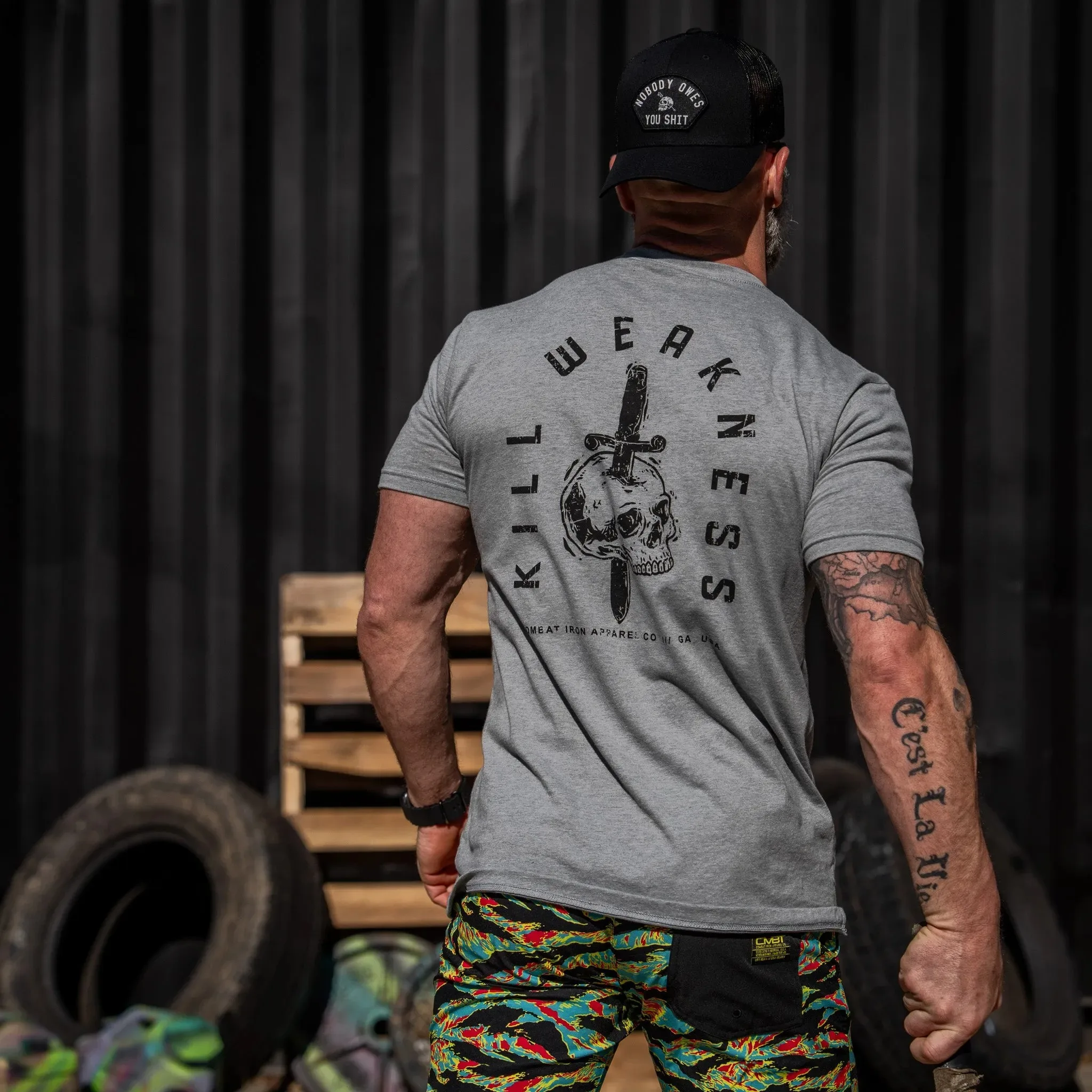 Kill Weakness Men's T-Shirt - Combat Iron Military T-shirt - Suitable for Sports Wear Pure Cotton