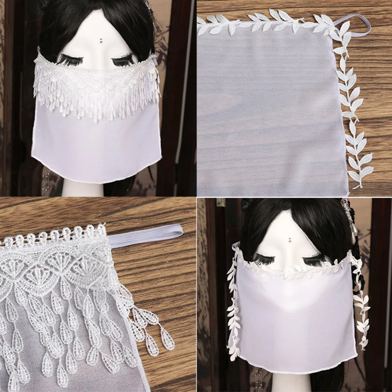 Chinese Clothing Accessories Beautiful Ancient Style Veil To Cover Umbrellas For The Garden Face Mask Cosplay Lace Umbrella Bag