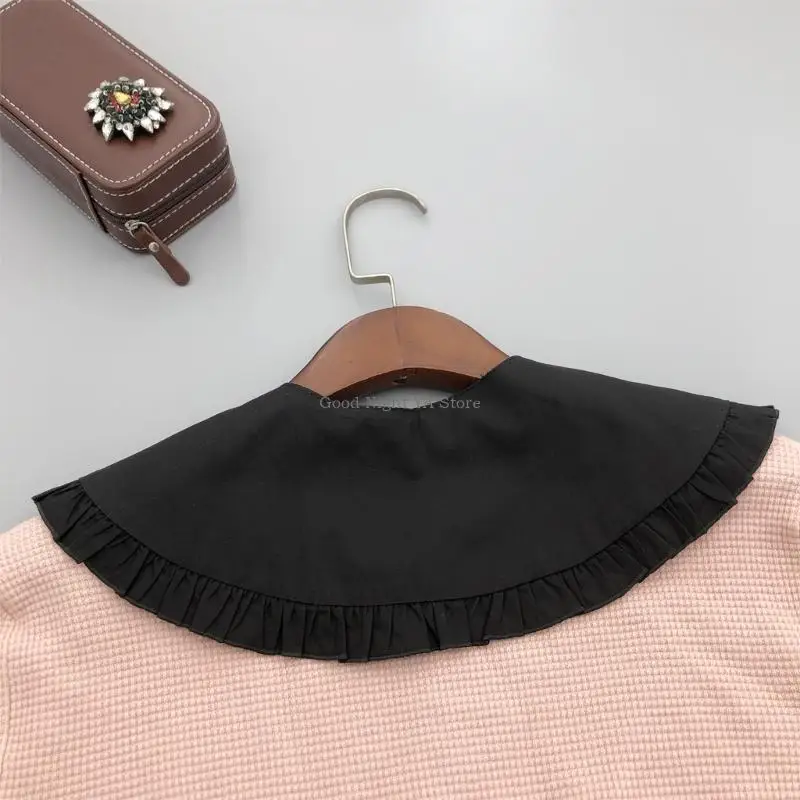 Elegant Faux Collar Comfortable Cotton Neckpiece with Ruffle Trim Fashion Accessory For Blouse Dressing Up