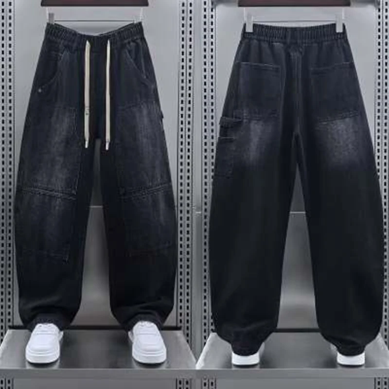 Black Baggy Cargo Jeans Trousers Men Casual Wide leg Jogging Pants Oversize Vintage Straight Loose Work Jeans Pants Harem Pants