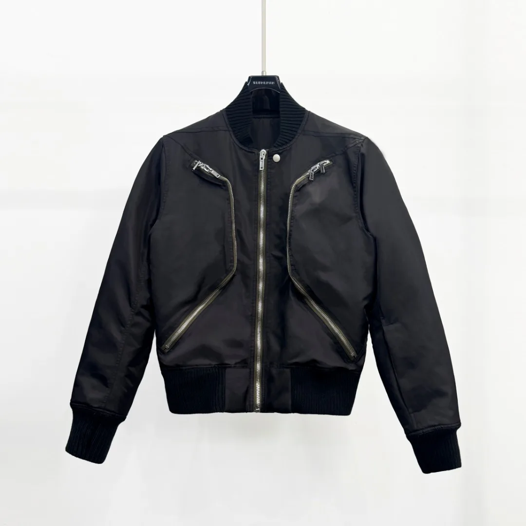 Owen Seak Men's Cotton Jacket Gothic Style Men Clothing Autumn Zipper Nylon Flying Jacket High Street Hip Top Black Coat