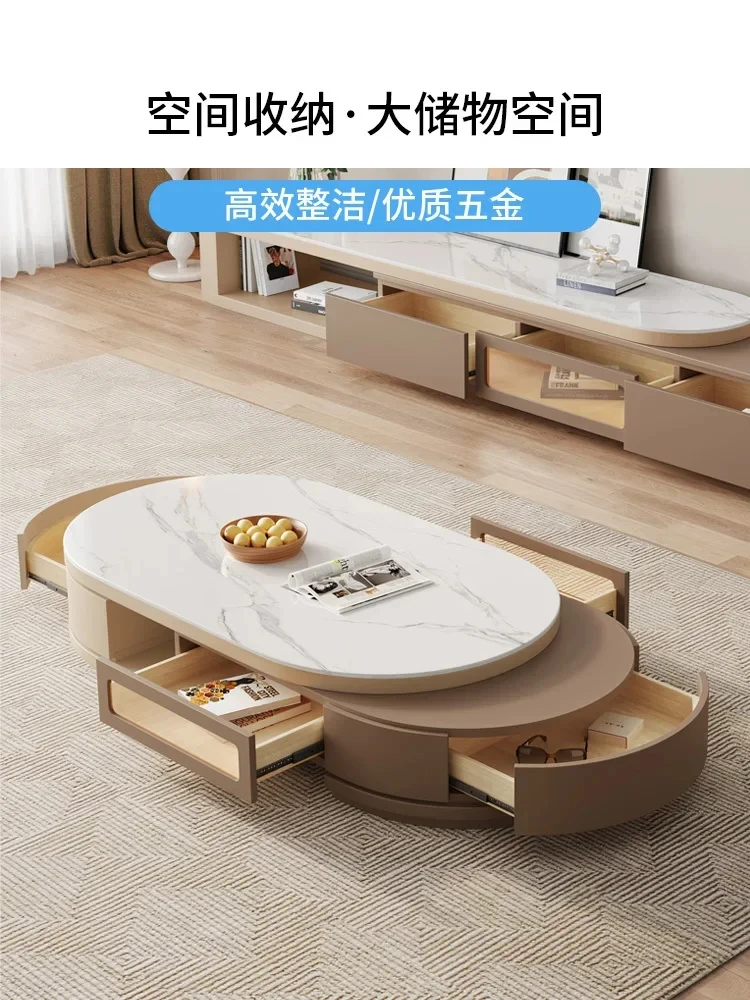 طاولة قهوة قابلة للسحب، خزانة تلفزيون، مزيج من الرياح الكريمية، غرفة المعيشة المنزلية، بلاطة صخرية