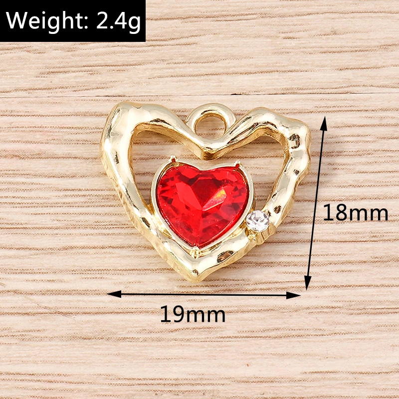 4 Stück zarte Kristall-Metall-Anhänger mit Liebesherz und Augenmotiv für die Schmuckherstellung, Halsketten, Ohrringe, Armbänder, DIY-Bastelzubehör – Detail 7