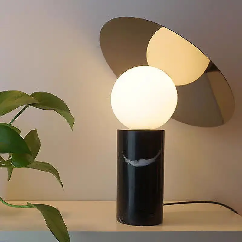 Modern minimalist bedside lamp desk office table lamp creative designer artistic round ball marble table lamp