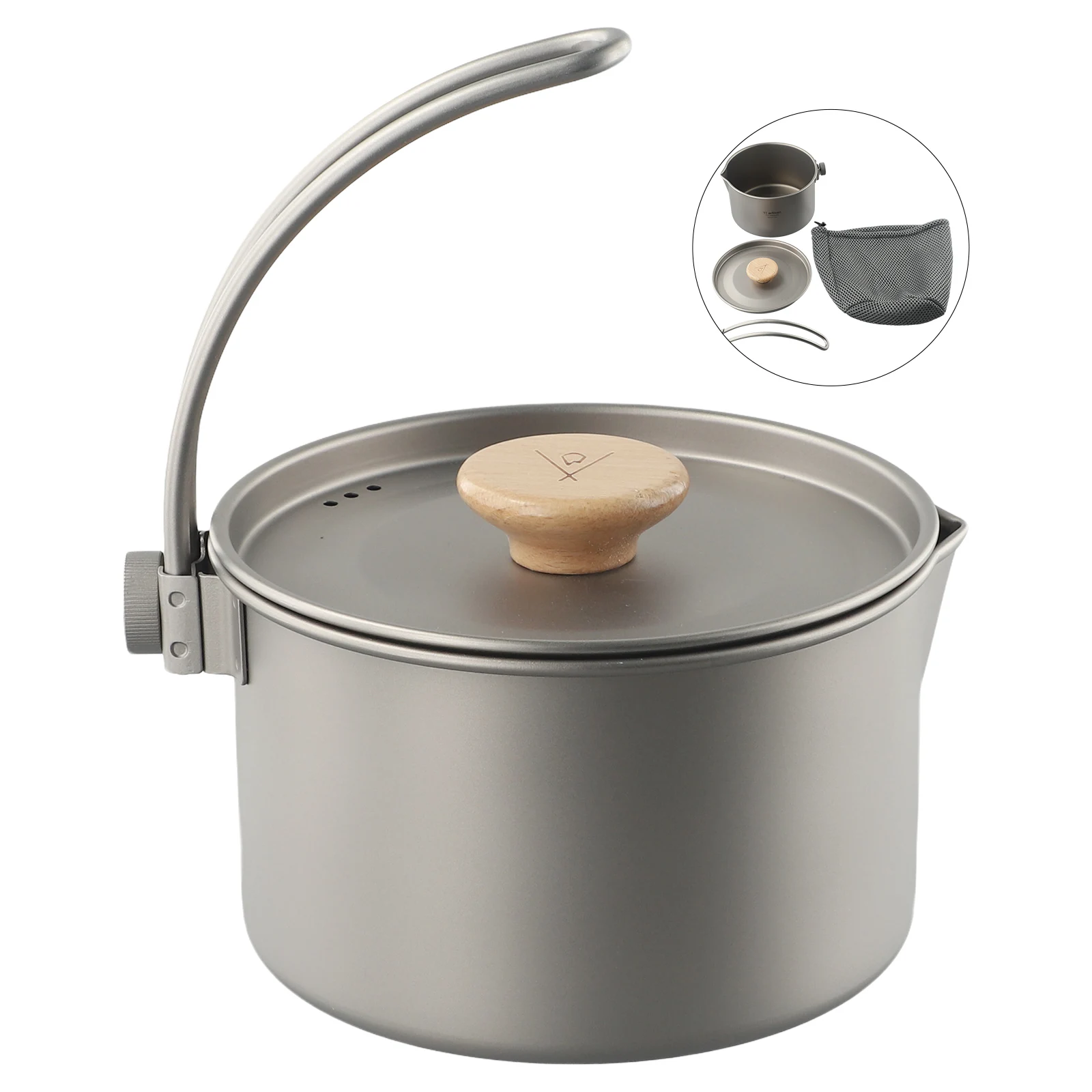 

Высококачественный подвесной горшок 1,1 л, 1100 мл, титановый горшок со съемной ручкой, походный горшок для кемпинга, пешего туризма, устойчивый к ржавчине