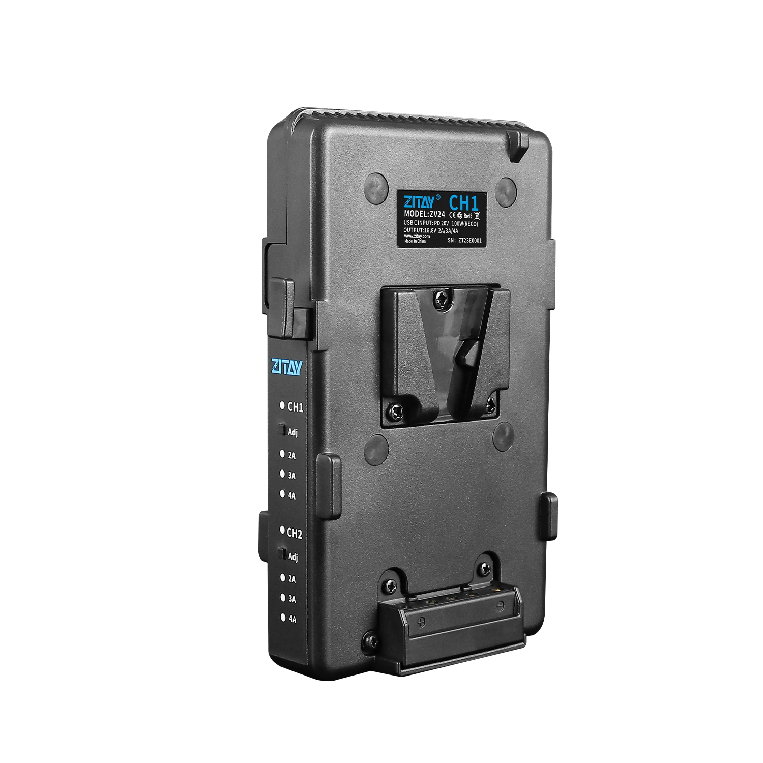 ZITAY Dual Channel V Port Lock Smart Battery Charger mit C Typ 100W Schnellladeadapter