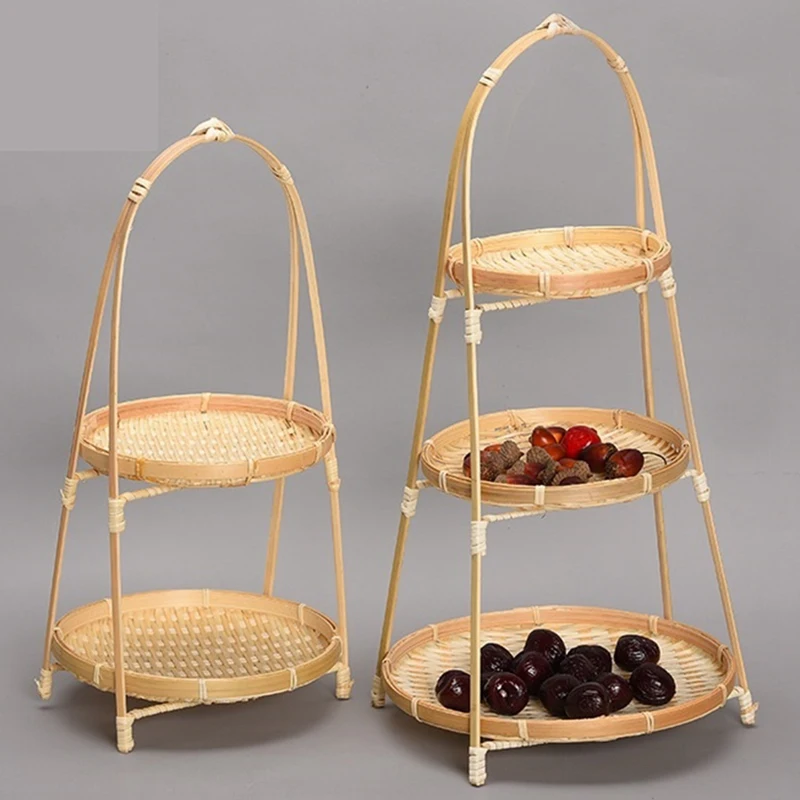 Baskets Tier Rack Fruit Bread Food Storage Kitchen Decorate Round Plate Stand Container Storage Rack