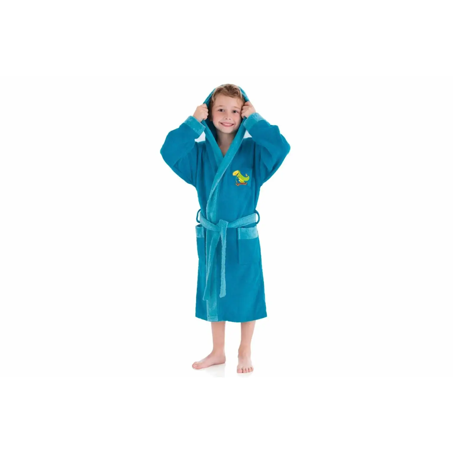 Albornoz de baño Infantil, 80% rizo de algodón, para niño y niña. Azul y Rosa. Marca Miracle Home. Con capucha y cinturón ajustable. Extrasuave. Máximo Confort.