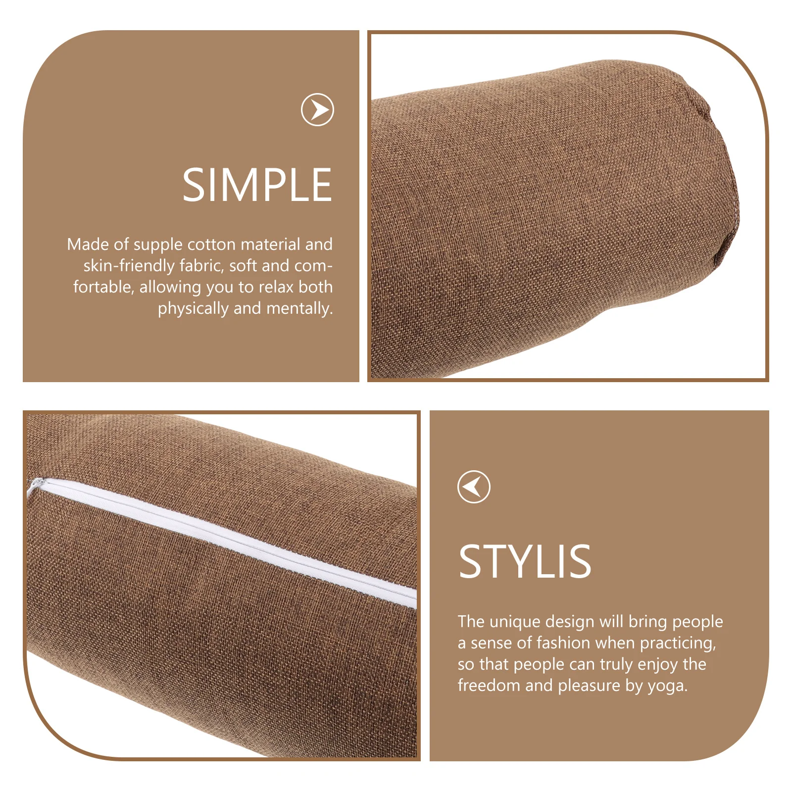 

Yoga Throw Pillow Cylinder Shape Cotton Linen Lumbar Pillow Multi-Purpose Yoga Accessory for Beginner Fitness Relaxation