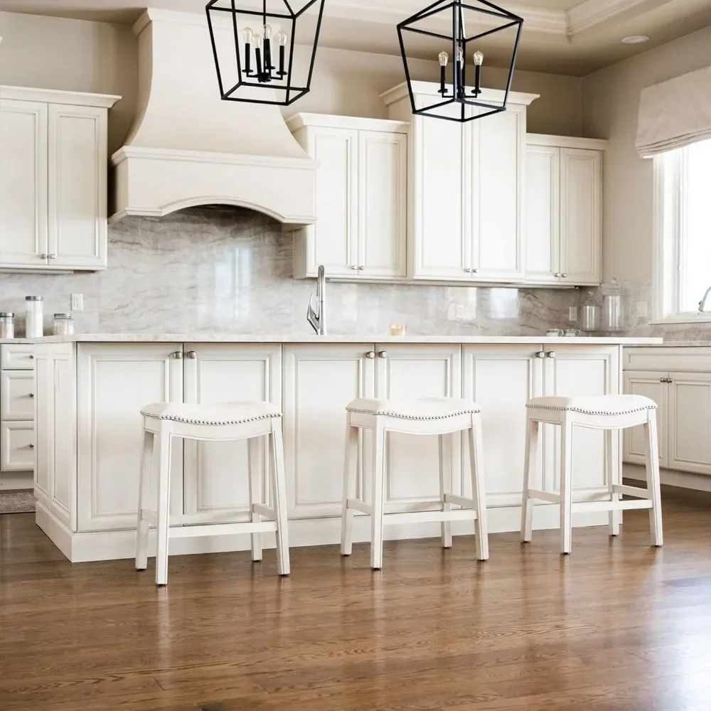 Adrien-Chaises de bar de 31 polegadas, tabouret de bar à dossier nu, com finition en chêne blanc et documento natural