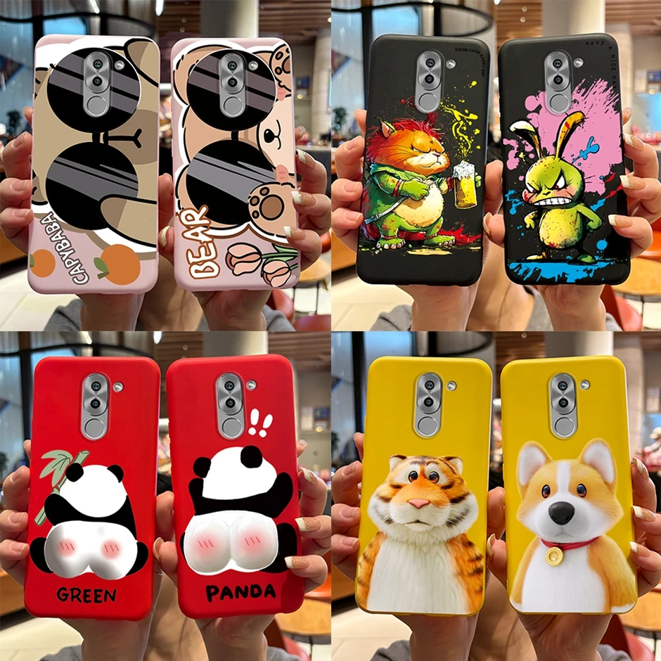 Funda de teléfono de silicona para Honor 6X, cubierta trasera de silicona líquida para Huawei Mate 9 Lite GR5 2017, Fundas medio envueltas