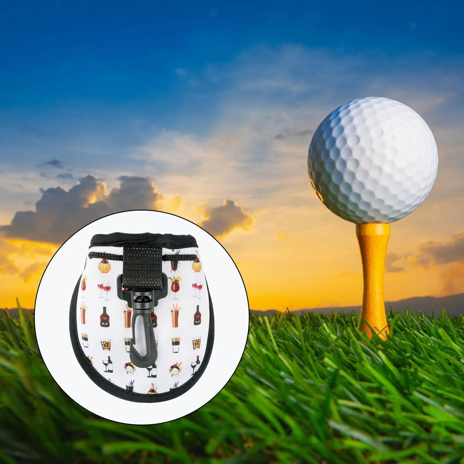 

Golf Ball Bag with Snap Buckle Golf Ball Storage Bag Golf Balls Holder Pouch Bag Clip Golf Fanny Pack with Keychain