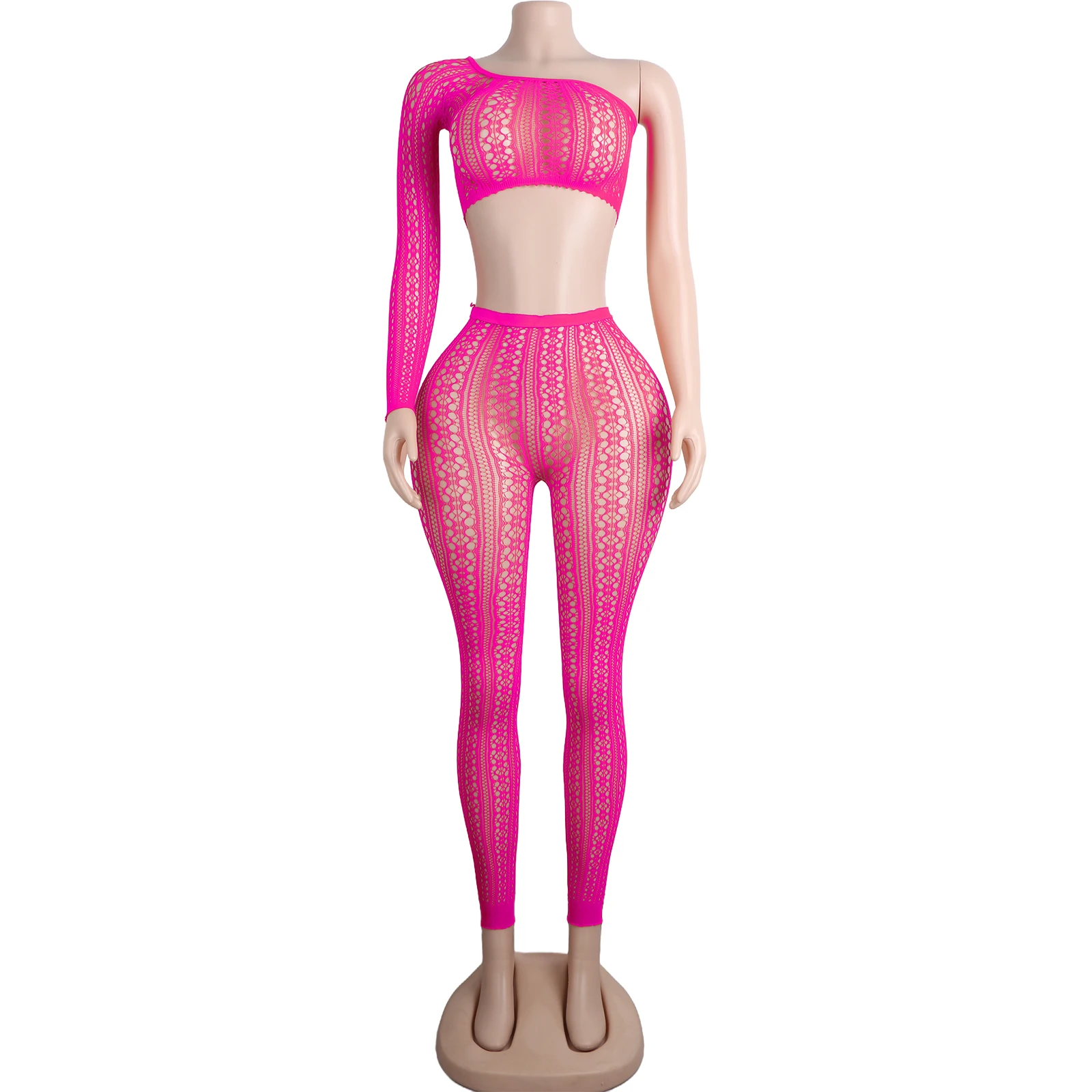 Extended Length Mesh Dancewear Asymmetric Bodysuit Server Apparel Rhinestone Exotic New Design Club Night Performance Wholesale view 2
