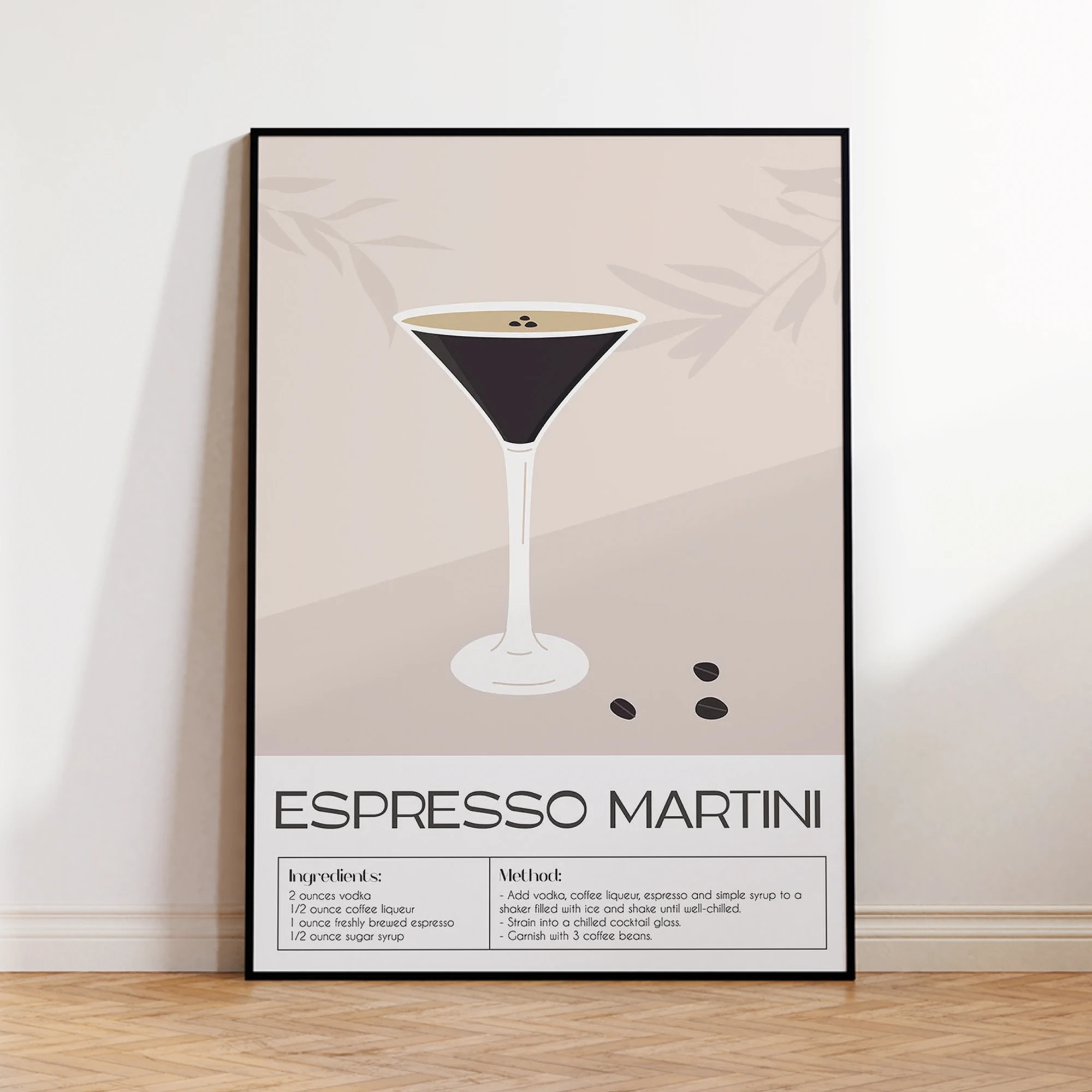 Minimalist Espresso Martini Cocktail Wall Art Print Canvas Painting Poster Picture For Living Room,Bedroom And Bar Home Decor