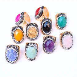 Micro Inlay Obsidian Ring Friendship Engagement Wedding Open Resizable 1pcs
