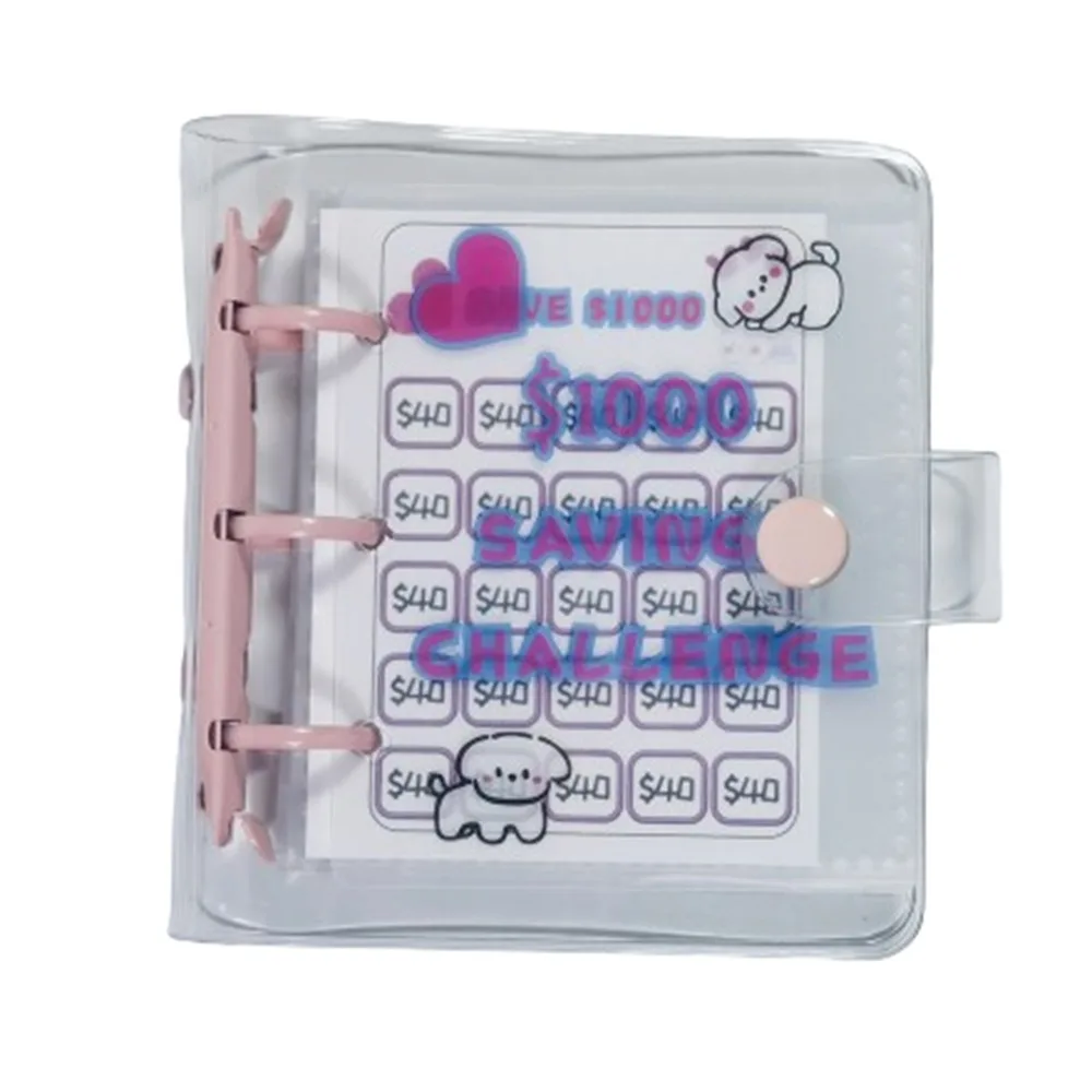 Mini Money Saving Binder PVC $150/300/500/1000 Savings Challenges Book Tear Resistant Durable Envelope Savings Challenge