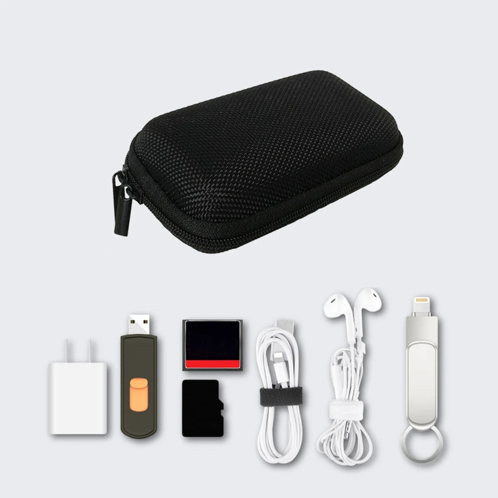 

1Pc Portable Data Cable Storage Bag Earphone Storage Box Shockproof Earphone Bag Pocket Money Zipper Protective Bag Packaging