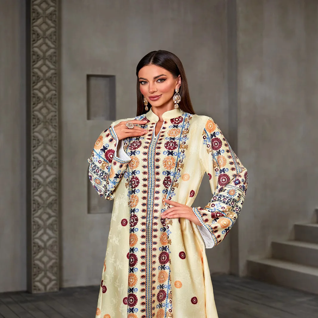 عباية عيد للنساء فساتين الحفلات قفطان إسلامي مطبوع جلابية الماس رمضان رداء عربي المغرب دبي عبايات إسلامية فيستدوس