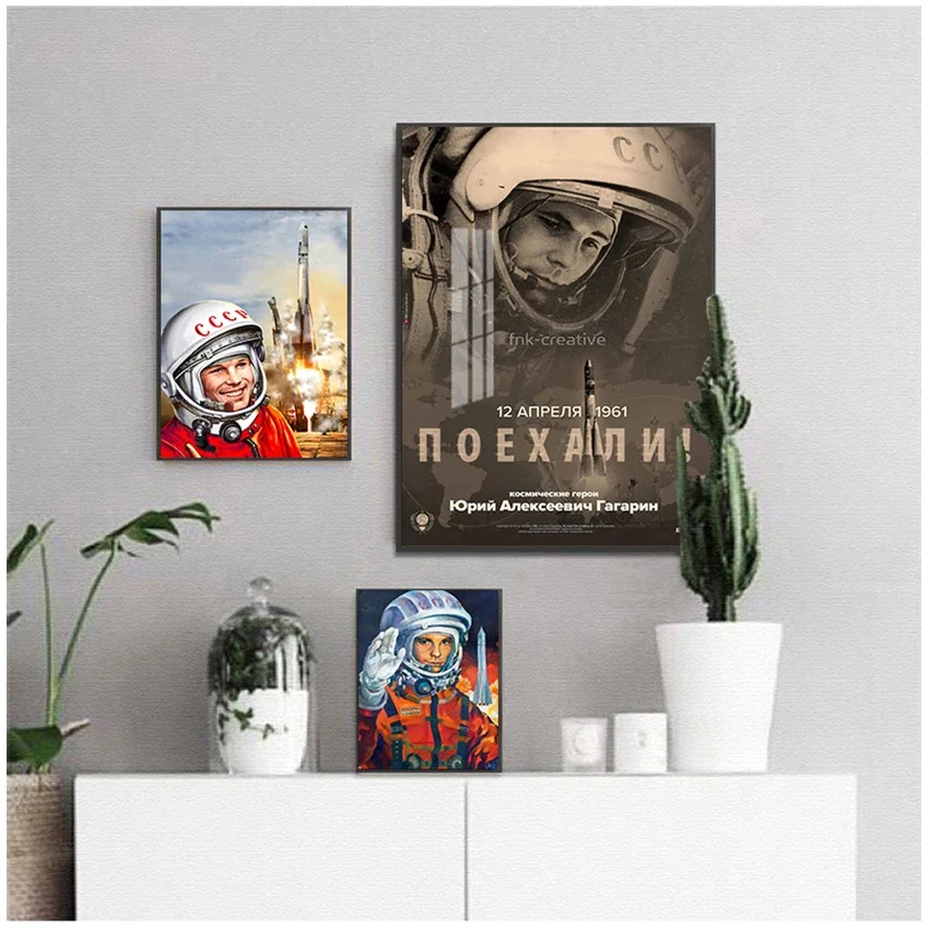 Canvas Painting Decorative Home Decor Quadro Space Heroes Yuri Gagarin Posters And Prints Wall Pictures For Living Room Vintage