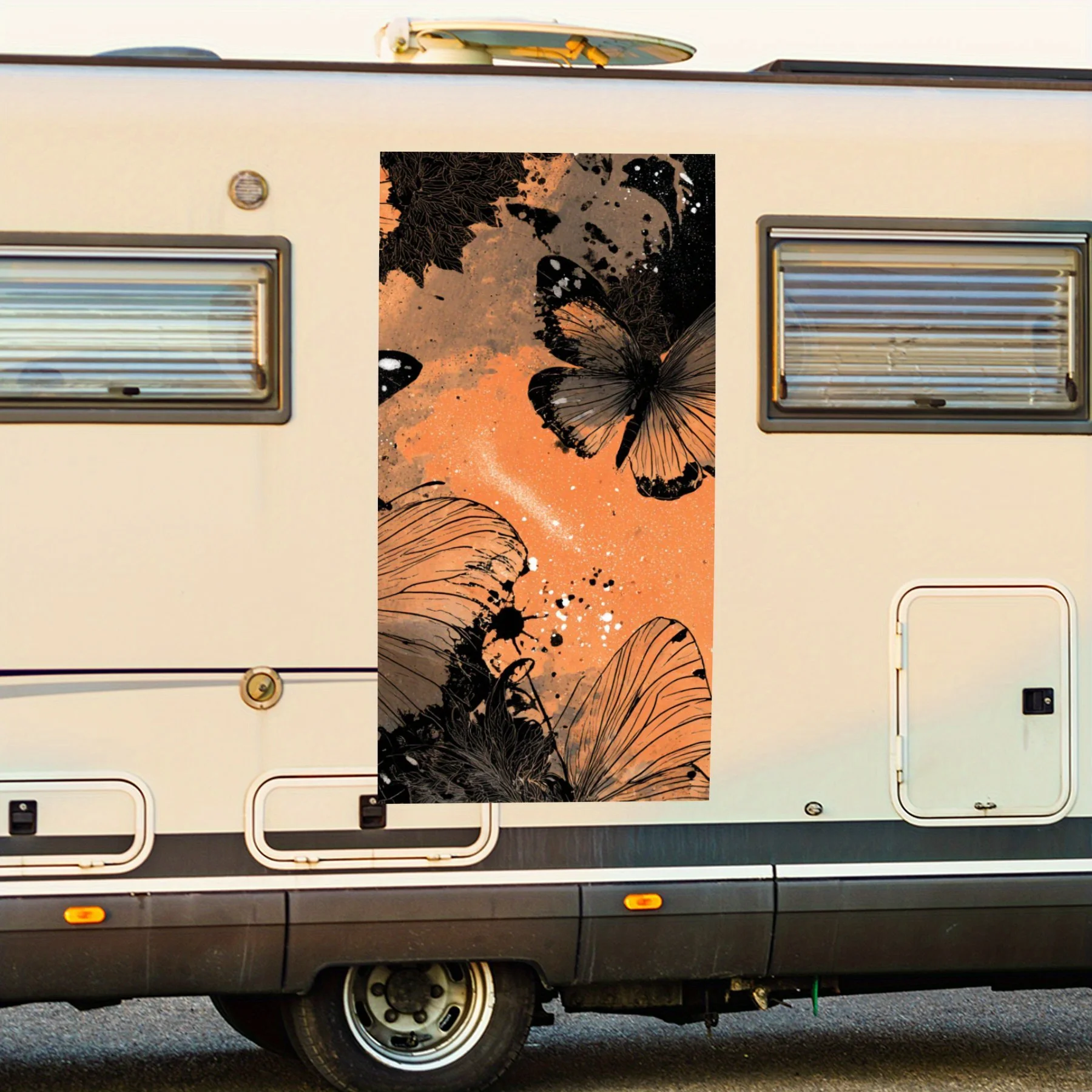 

Таинственная бабочка с чернильным брызгами, водонепроницаемая виниловая наклейка для стороны автофургона, самоклеящиеся наклейки для украшения и защиты корпуса автофургона,