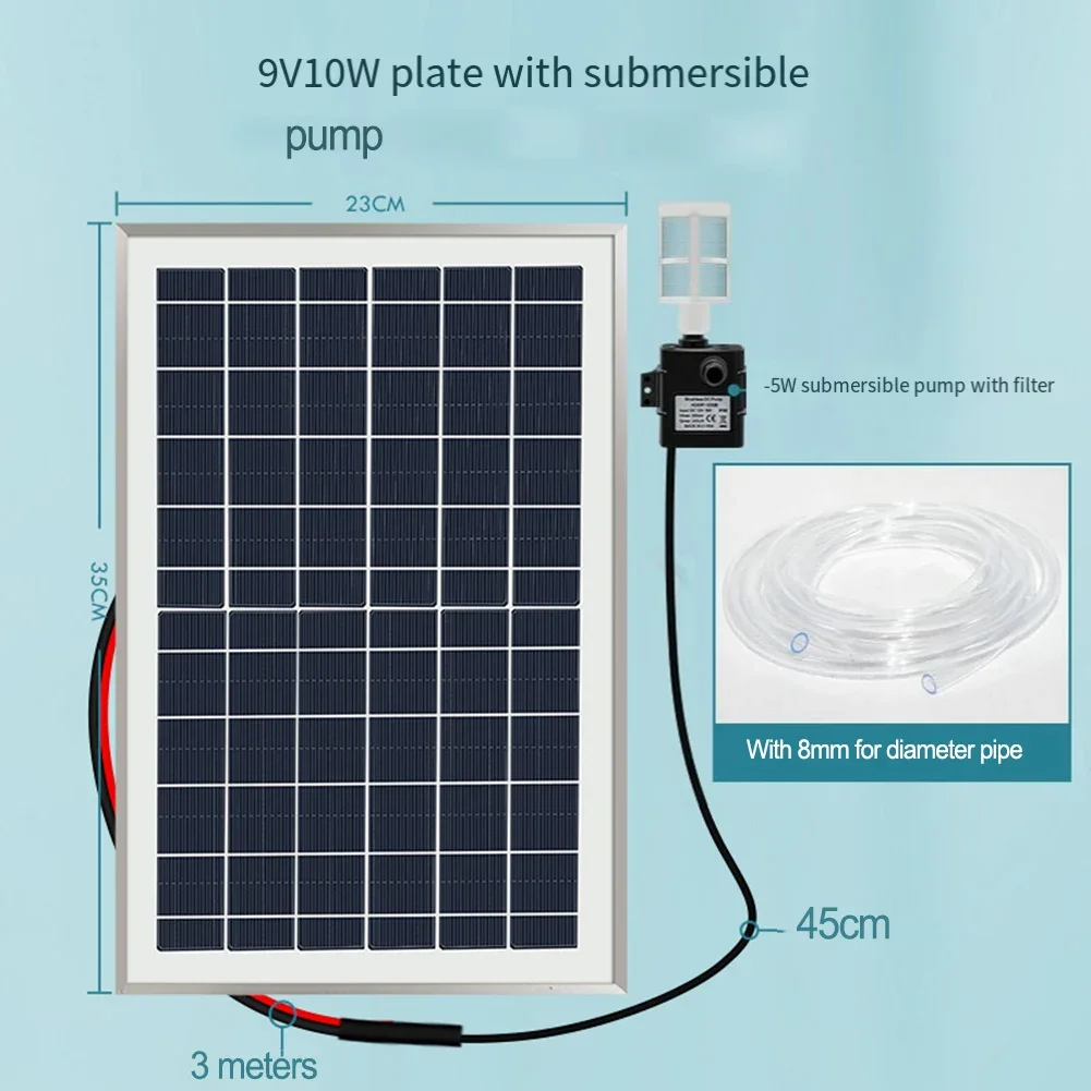 

10W 9V Solar Powered Water-Pump Set With Filter 5V Circulating Fish Pond Filtrations Oxygen Submersible Pumps Solar Controllers