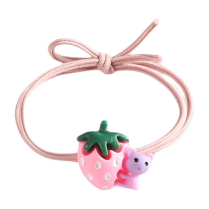 High Elastic Hair Ring Color High Elastic Children Cartoon Headdress Strawberry Bear Hair Rubber Band Clothing Accessory