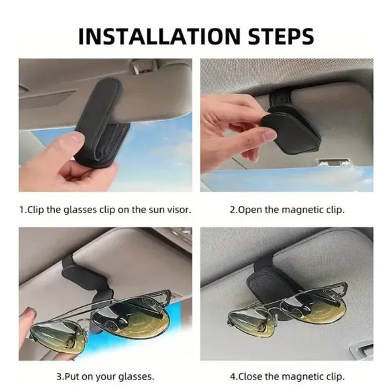 Car Sun Visor Glasses Case Holder Sunglasses Clip Ticket Card Clip Multifunction Portable Clip Auto Interior Accessories view 4