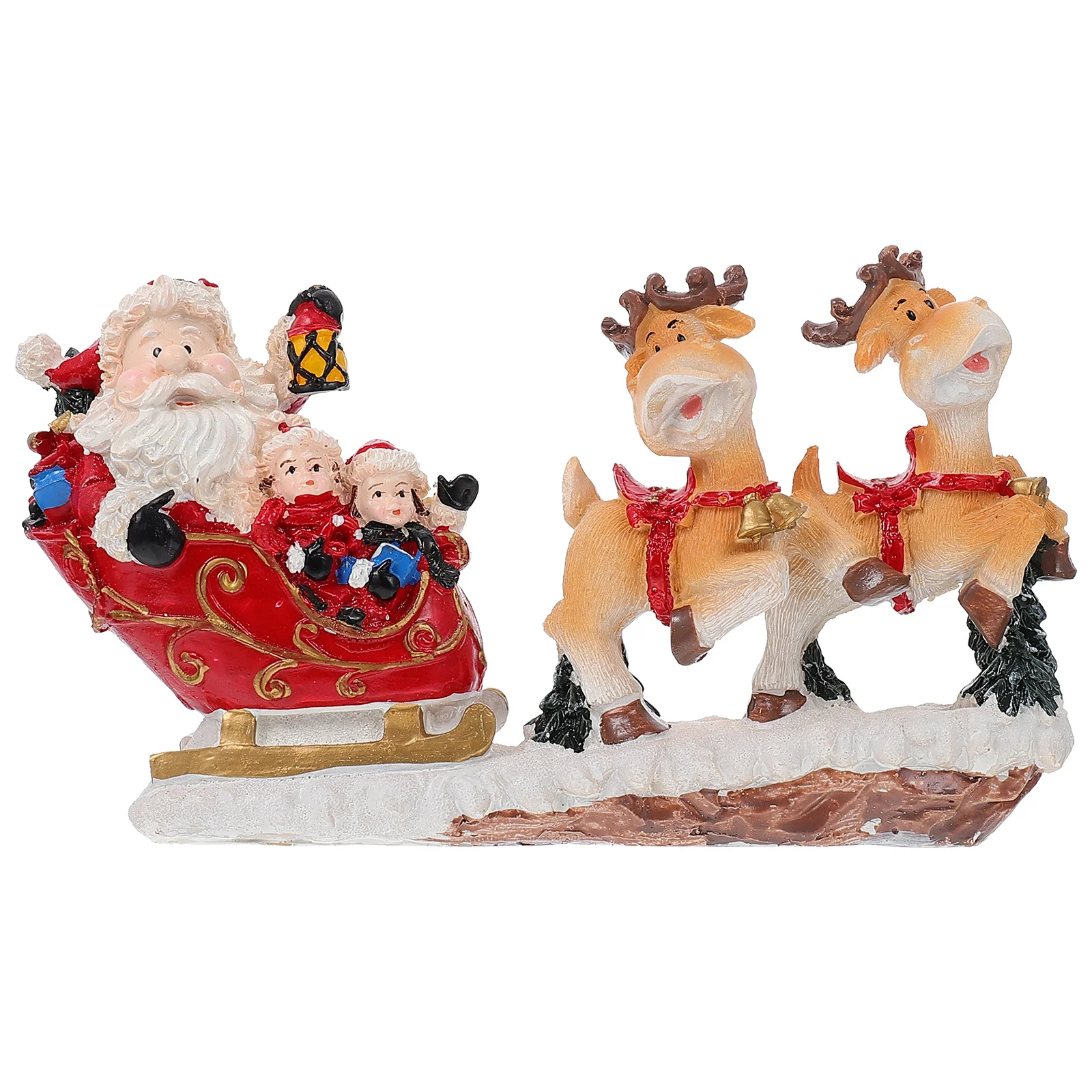

1Pcs Elk Pulling Cart Xmas Resin Decor Cartoon Christmas Festival Gift Desktop Ornament Home Party Decoration Xmas Adornment