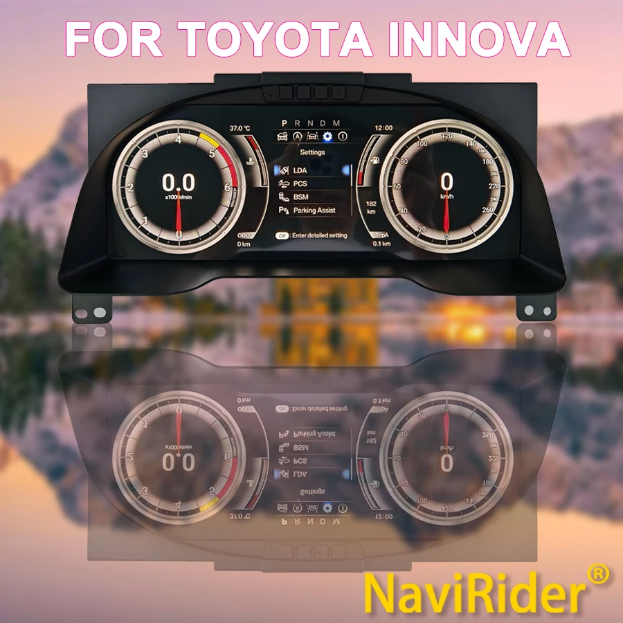 LCD Digital Cluster Panel For Toyota Innova 2016-2021 Dashboard Virtual Cockpit Gps Speedometer Instrument Tachometer Odometer