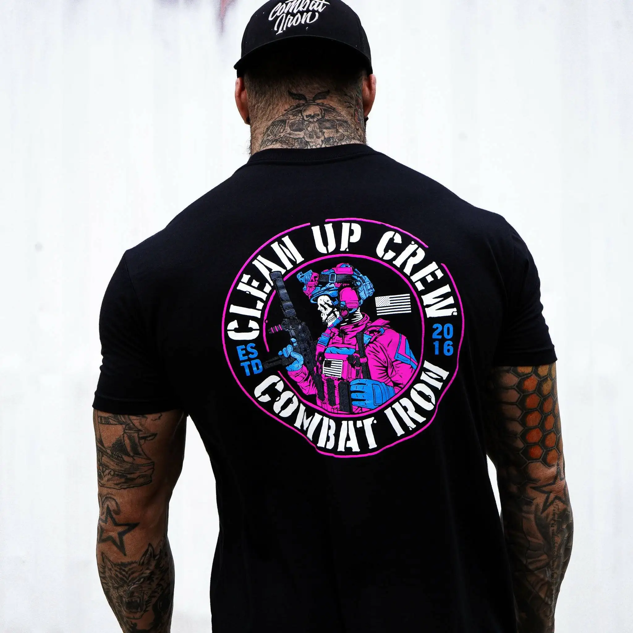 Clean Up Crew Operator Skull Men's T-Shirt - Combat Iron Military T-shirt - Suitable for Sports Wear Pure Cotton