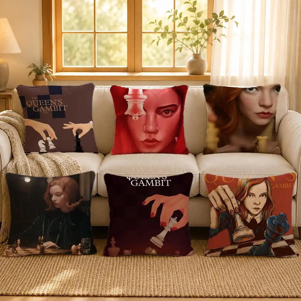 Series Queens Gambit Chess Cushion Cover Personalized Short Plush Cushion Cover Sofa Pillowcase Bedroom Home Decor Gift