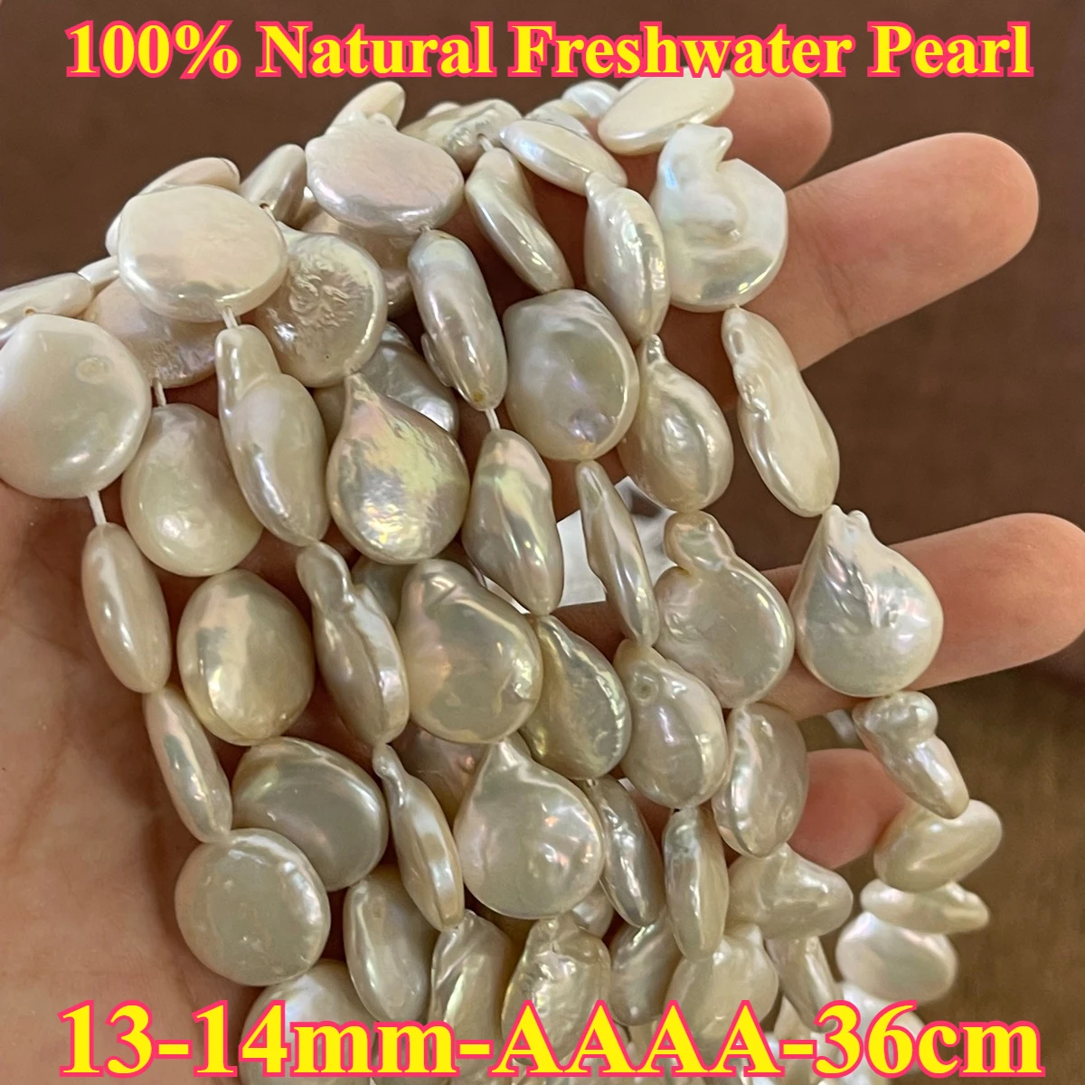 

13-14mm AAAA Smooth Natural Freshwater Pearl White Buttons Spacer Bead Jewelry Make DIY Necklace Bracelet Women Gift Wedding
