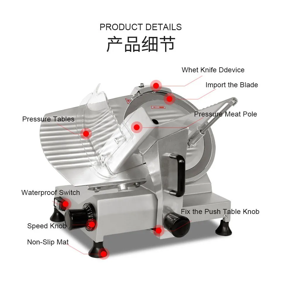Semi-Automatic Slicer Multifunctional Commercial Home Use Meat Vegetable Bread Slicing Machine Adjustable Thickness