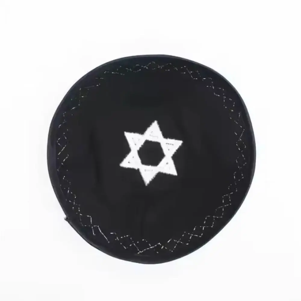 New Round Shape Jewish Kippah Embroidery Design Breathable Ethnic Cap Retro Traditional Pattern Pullover Hat Cultural Occasion