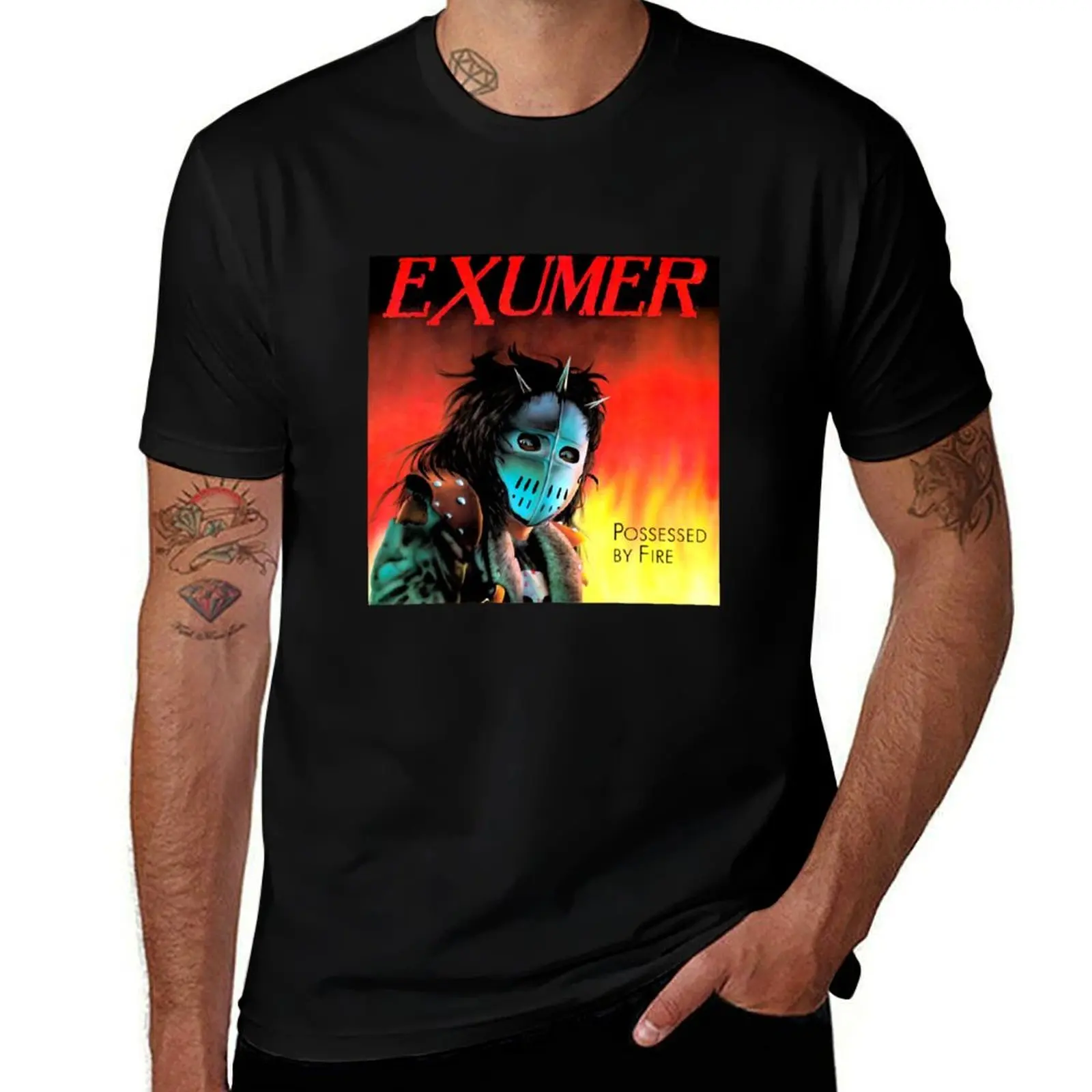 Футболка possessed by fire Exumer, летние топы, простая мужская одежда больших размеров